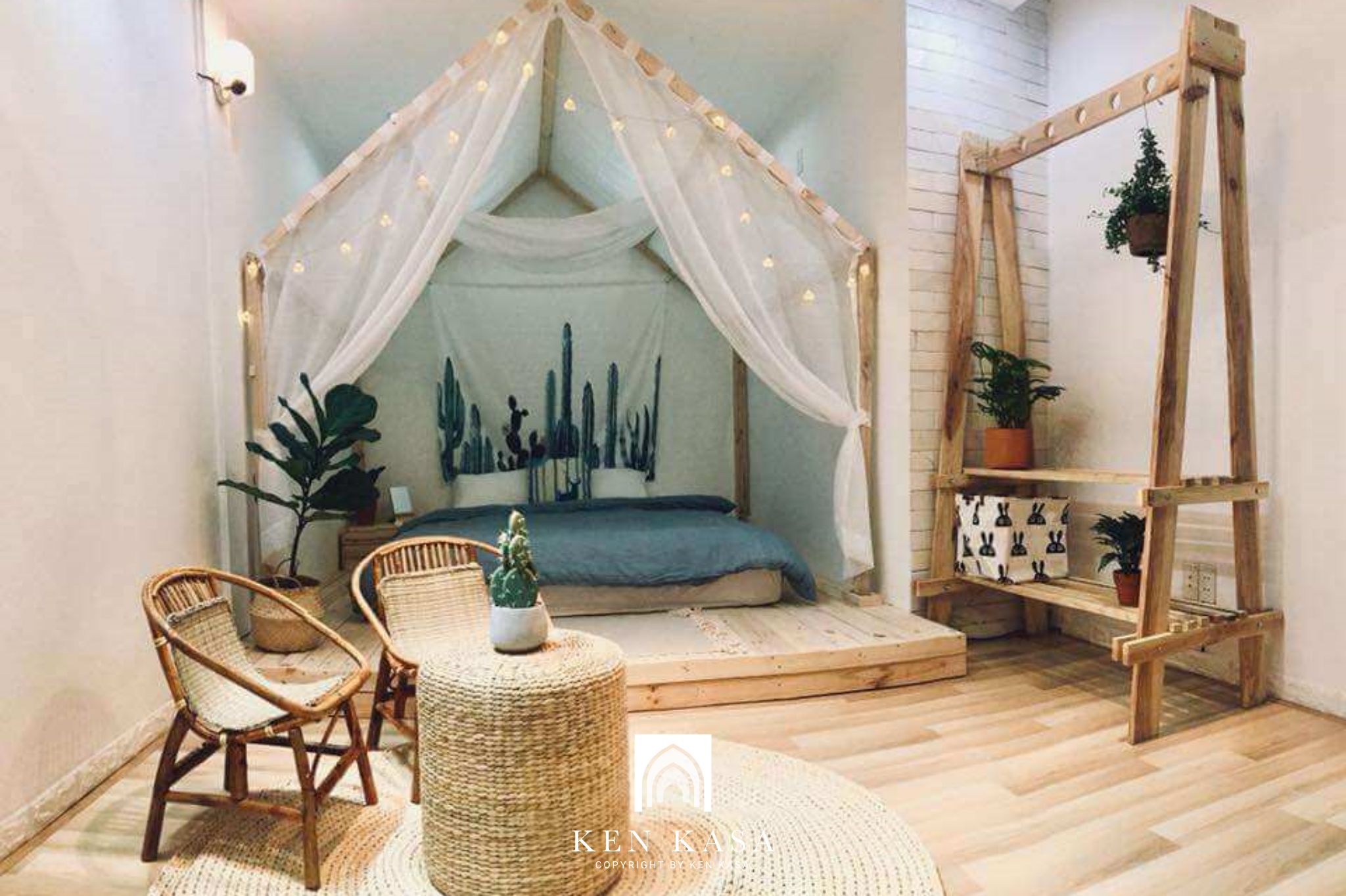 mẫu thiết kế phòng homestay nhỏ phong cách nhà chòi